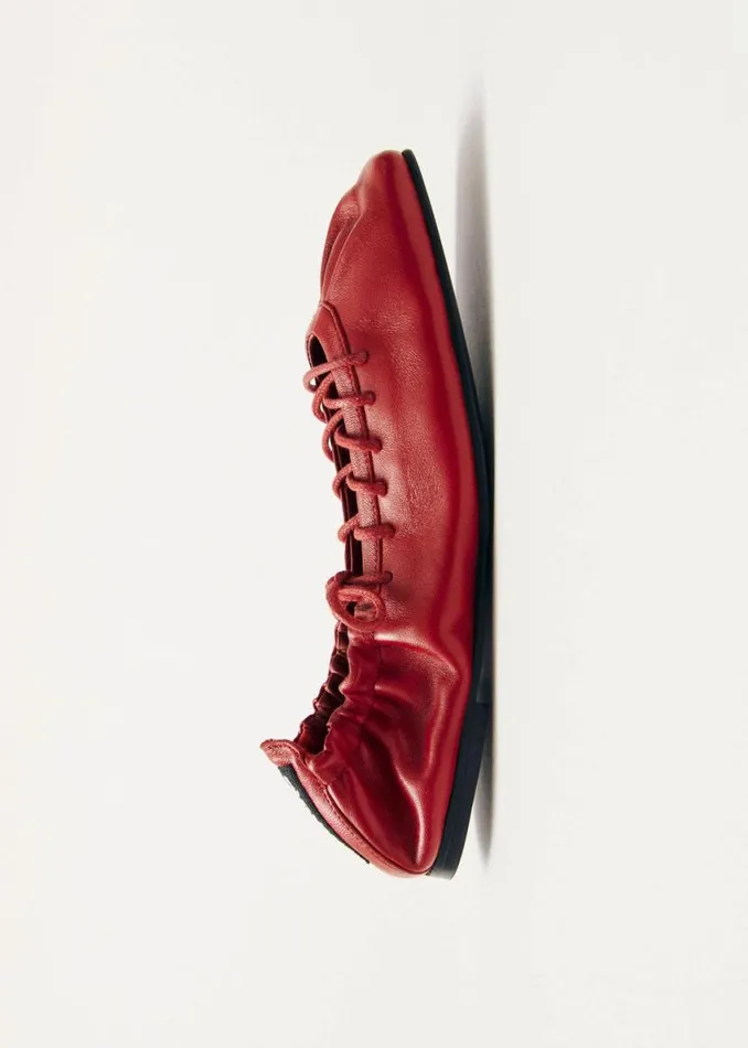 Ballet Flats Women ALOHAS Aureline Red Leather Ballet Flats