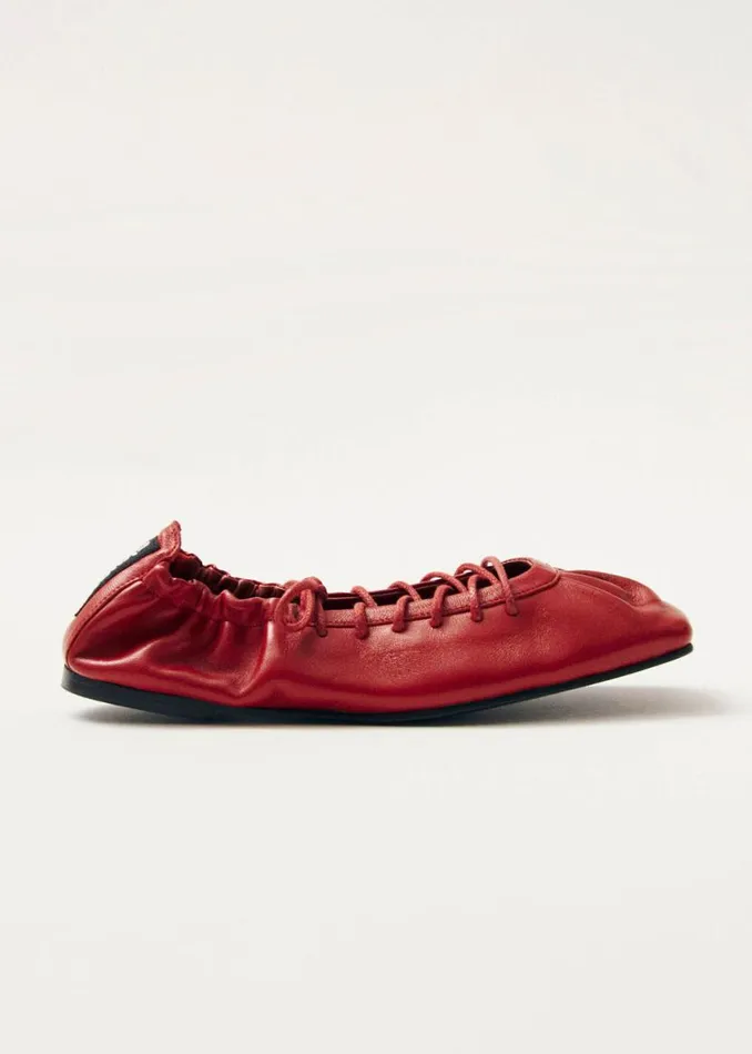 Ballet Flats Women ALOHAS Aureline Red Leather Ballet Flats