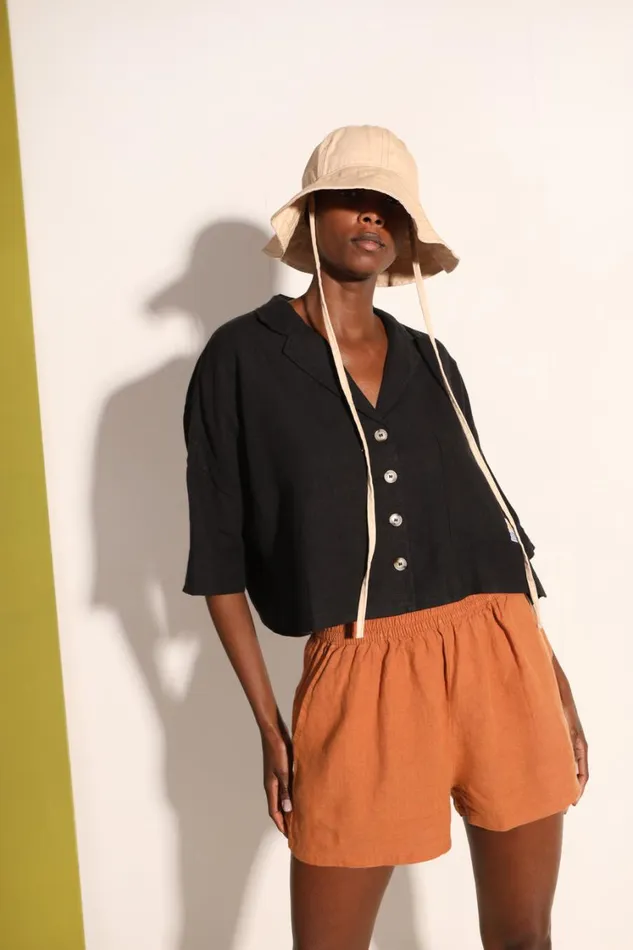 Basic Linen Shorts Chestnut WomensShop LF Markey Shorts