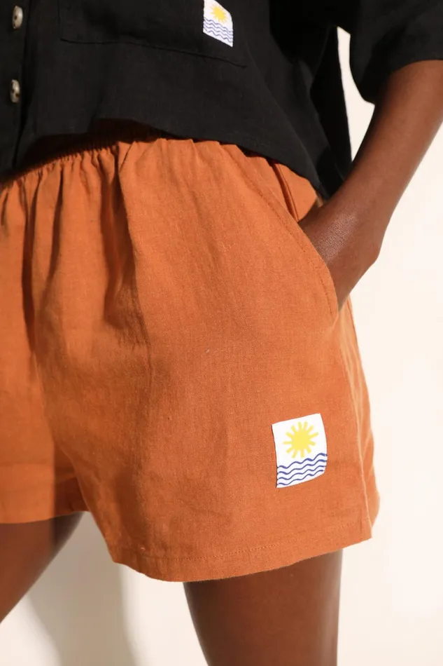 Basic Linen Shorts Chestnut WomensShop LF Markey Shorts