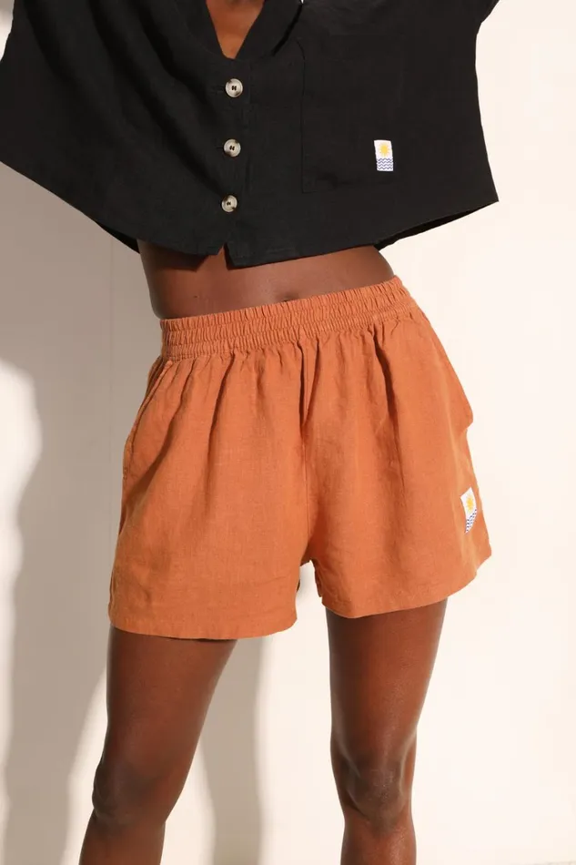 Basic Linen Shorts Chestnut WomensShop LF Markey Shorts
