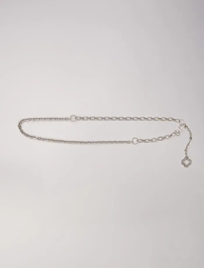 Belts Women Maje Clover Logo Chain Belt Silver