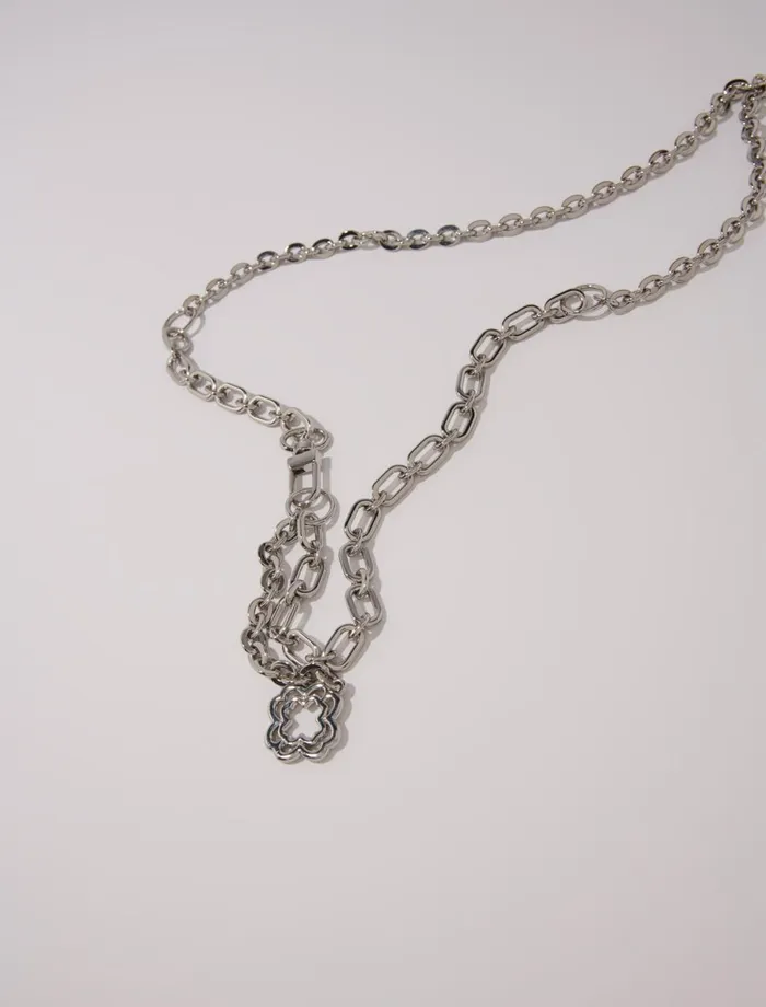 Belts Women Maje Clover Logo Chain Belt Silver Belts Women Maje Clover Logo Chain Belt Silver