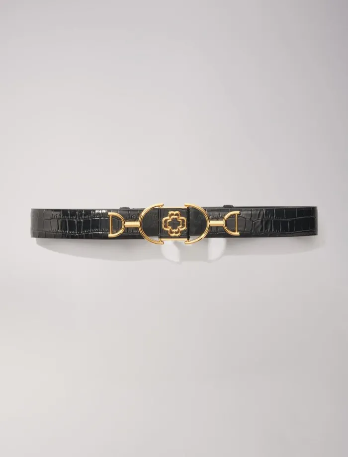 Belts Women Maje Wide Smooth Leather Belt Black