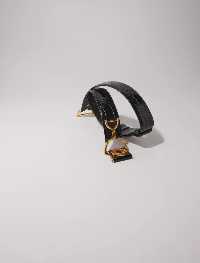 Belts Women Maje Wide Smooth Leather Belt Black