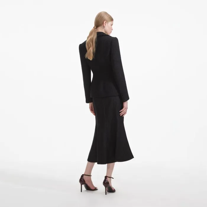 Black Boucle Jacket Women Self Portrait Outerwear Black Boucle Jacket Women Self Portrait Outerwear