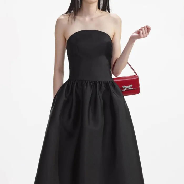 Black Taffeta Midi Dress Women Self Portrait Dresses Black Taffeta Midi Dress Women Self Portrait Dresses