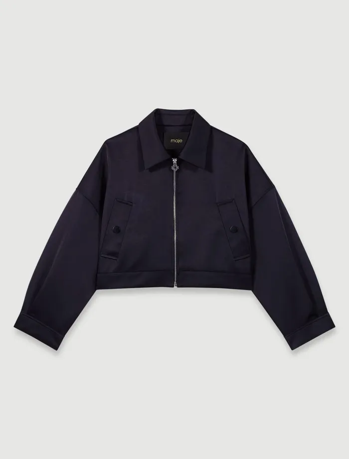 Blazers and Jackets Women Maje Satin Jacket Black