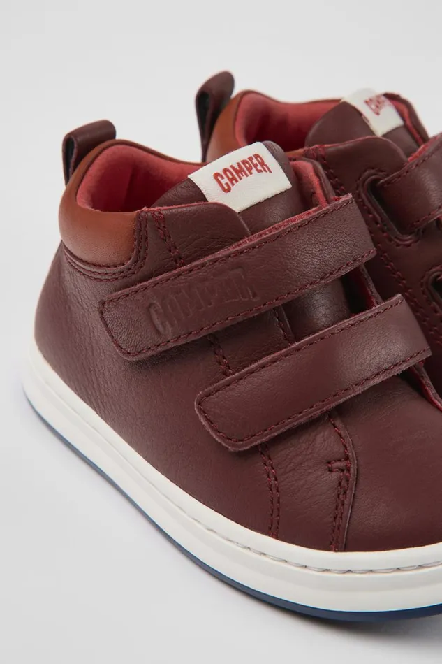 Boots Kids Camper Runner Burgundy Leather Sneakers