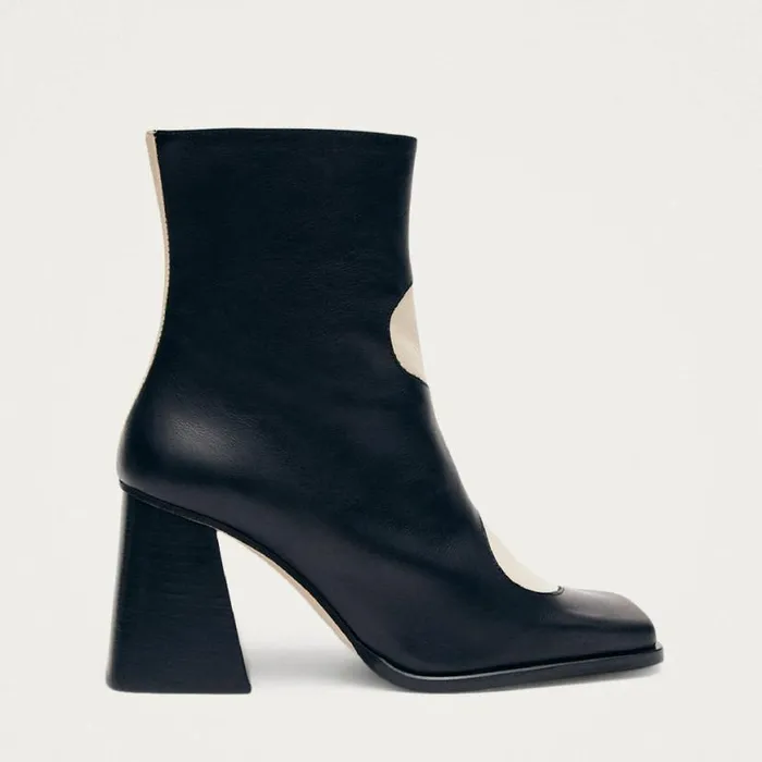Boots Women ALOHAS Blair Bicolor Black Cream Ankle Boots