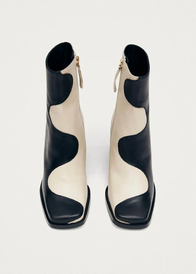 Boots Women ALOHAS Blair Bicolor Black Cream Ankle Boots