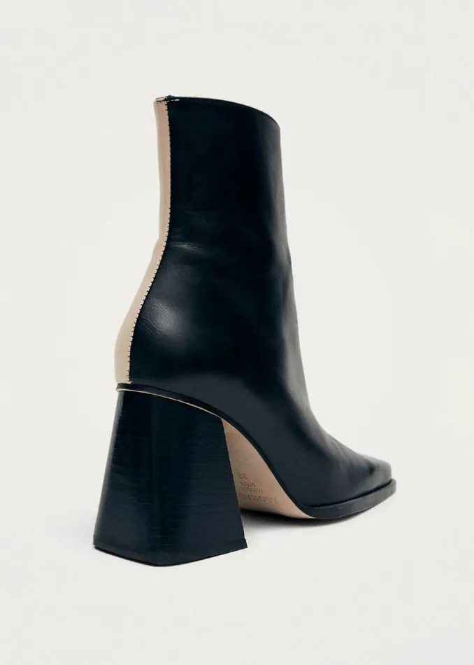 Boots Women ALOHAS South Bicolor Stone Beige Black Leather Ankle Boots