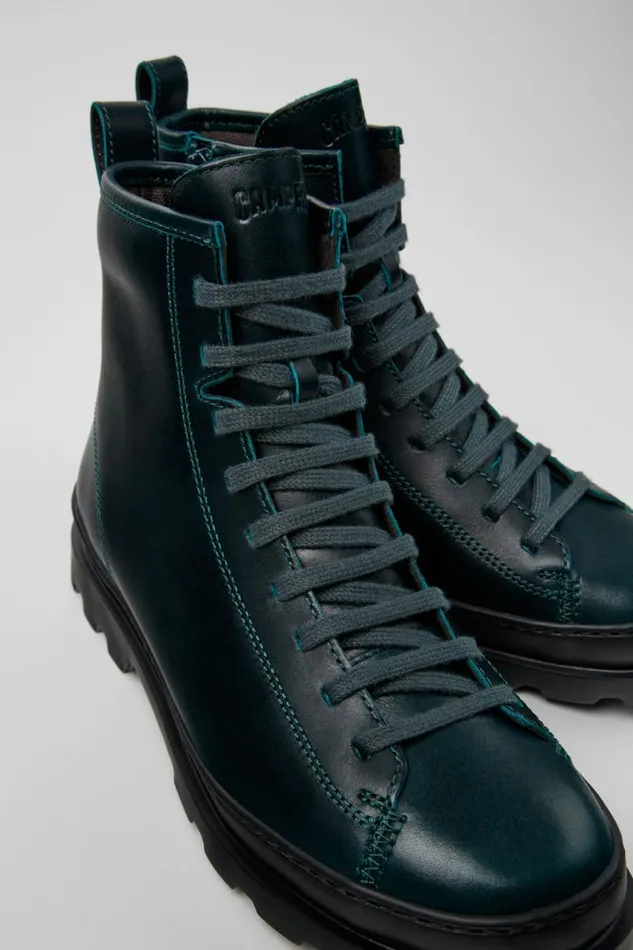 Boots Women Camper Brutus Green Leather Boots
