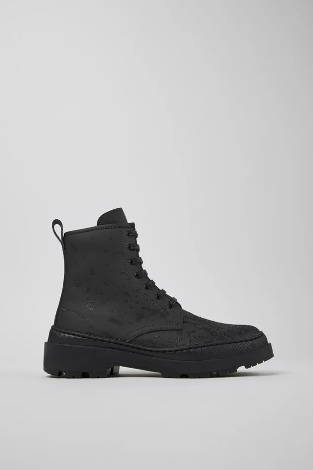 Boots Women Camper Brutus Trek MICHELIN Gray And Black Leather Boots