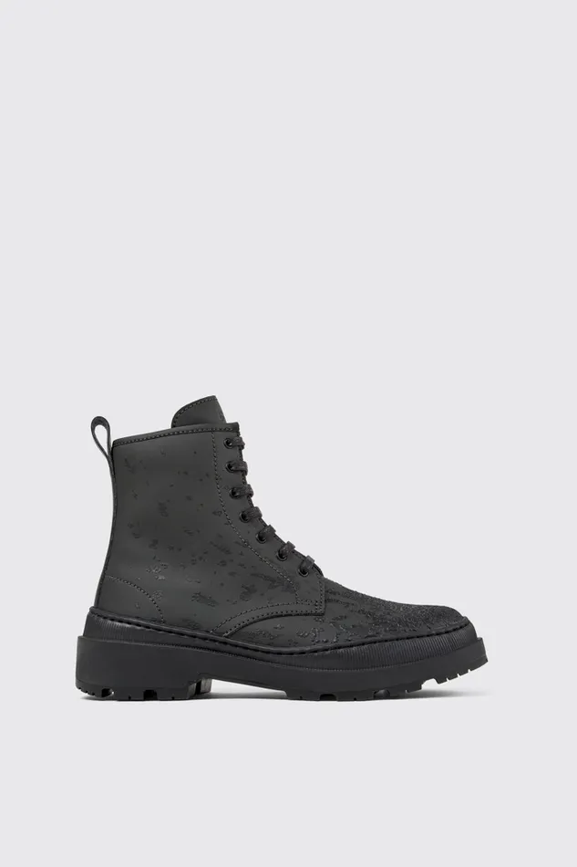 Boots Women Camper Brutus Trek MICHELIN Gray And Black Leather Boots