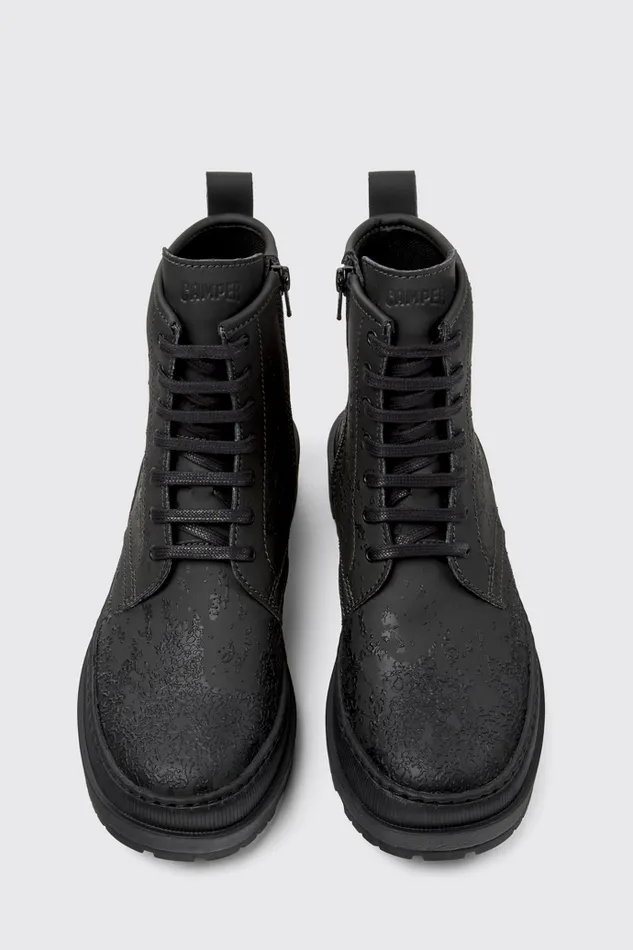 Boots Women Camper Brutus Trek MICHELIN Gray And Black Leather Boots