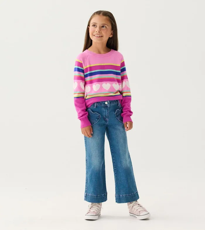 Bottoms Girls Hatley Girls Stretch Denim Wide Leg Pants