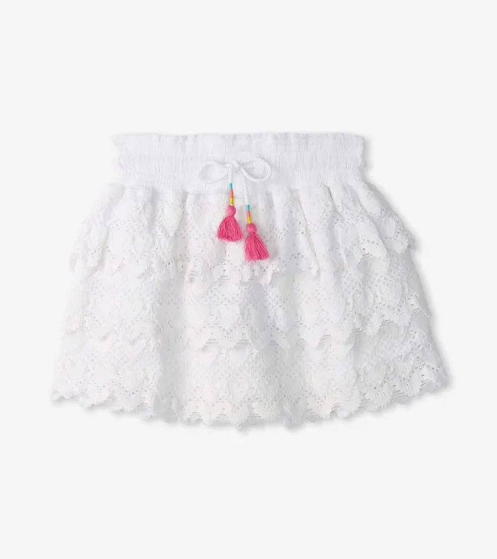 Bottoms Girls Hatley Girls White Hearts Floaty Skort