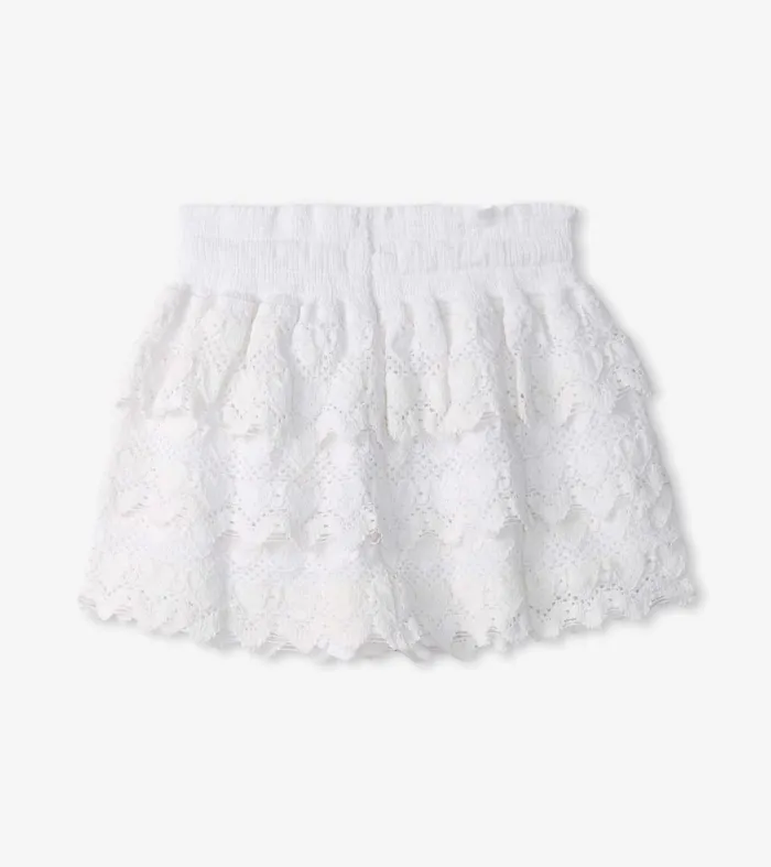 Bottoms Girls Hatley Girls White Hearts Floaty Skort