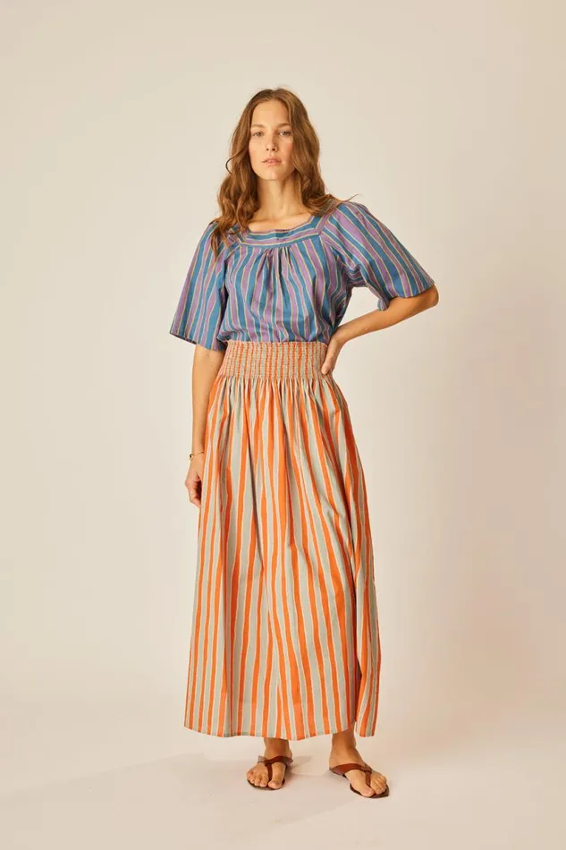 Bottoms Shop Natalie Martin BELLA SKIRT Batik Stripe Sage