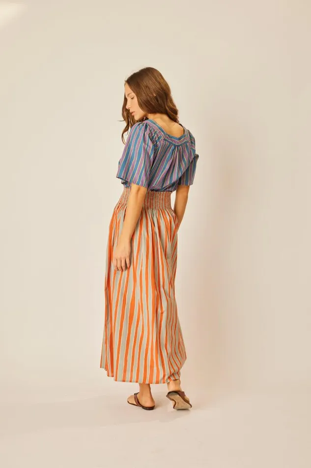 Bottoms Shop Natalie Martin BELLA SKIRT Batik Stripe Sage