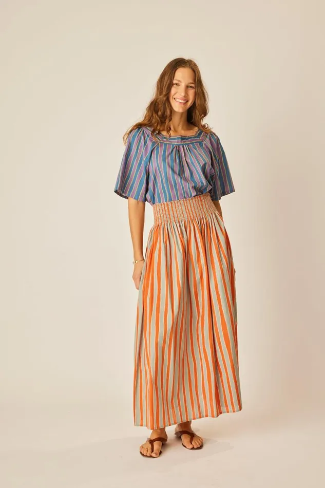 Bottoms Shop Natalie Martin BELLA SKIRT Batik Stripe Sage