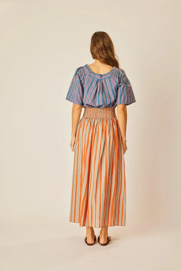 Bottoms Shop Natalie Martin BELLA SKIRT Batik Stripe Sage