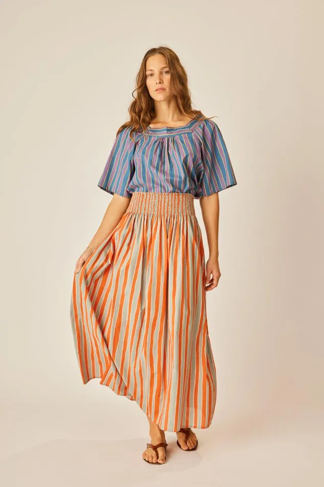 Bottoms Shop Natalie Martin BELLA SKIRT Batik Stripe Sage