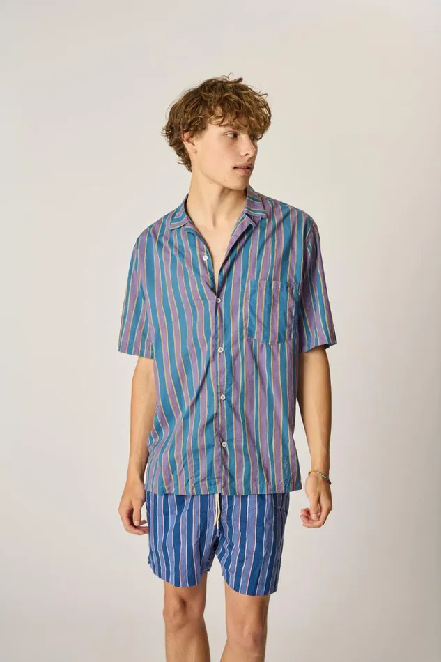 Bottoms Shop Natalie Martin KEV SHORT MEN039S Batik Stripe Navy