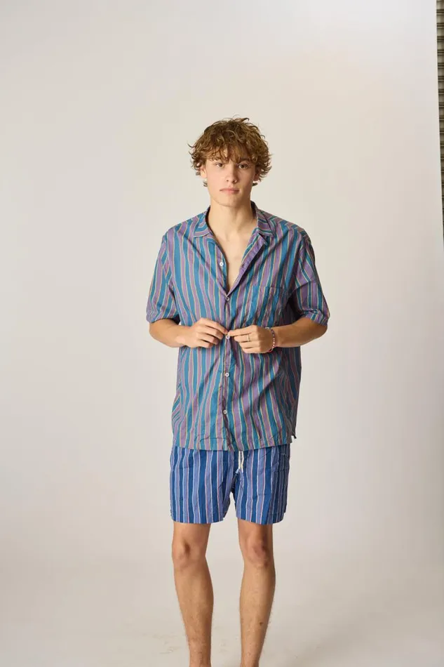 Bottoms Shop Natalie Martin KEV SHORT MEN039S Batik Stripe Navy