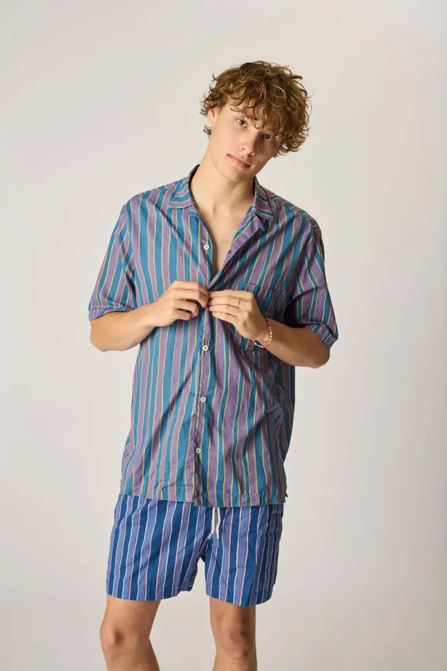 Bottoms Shop Natalie Martin KEV SHORT MEN039S Batik Stripe Navy