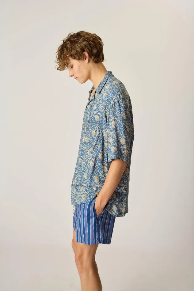 Bottoms Shop Natalie Martin KEV SHORT MEN039S Batik Stripe Navy