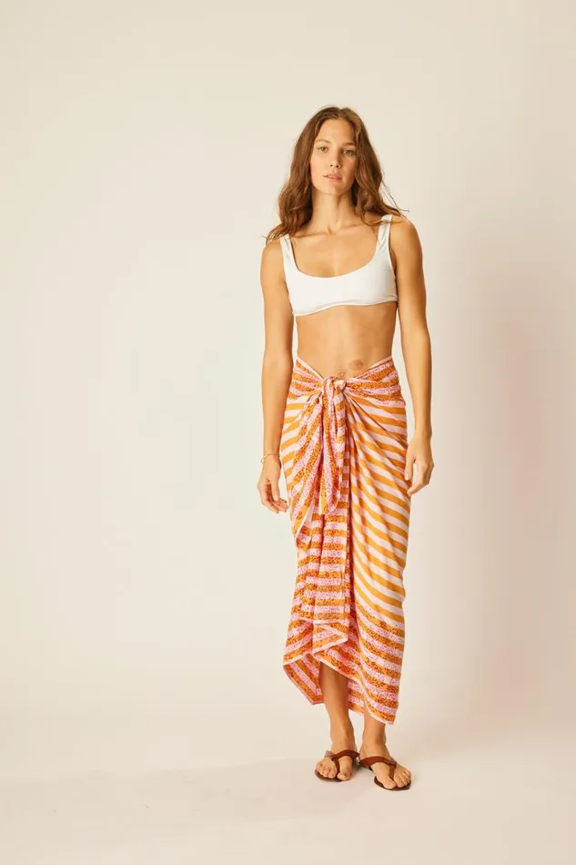 Bottoms Shop Natalie Martin SARONG Batik Chrysanthemum Orange