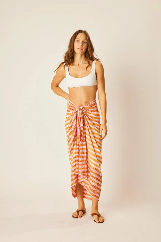 Bottoms Shop Natalie Martin SARONG Batik Chrysanthemum Orange