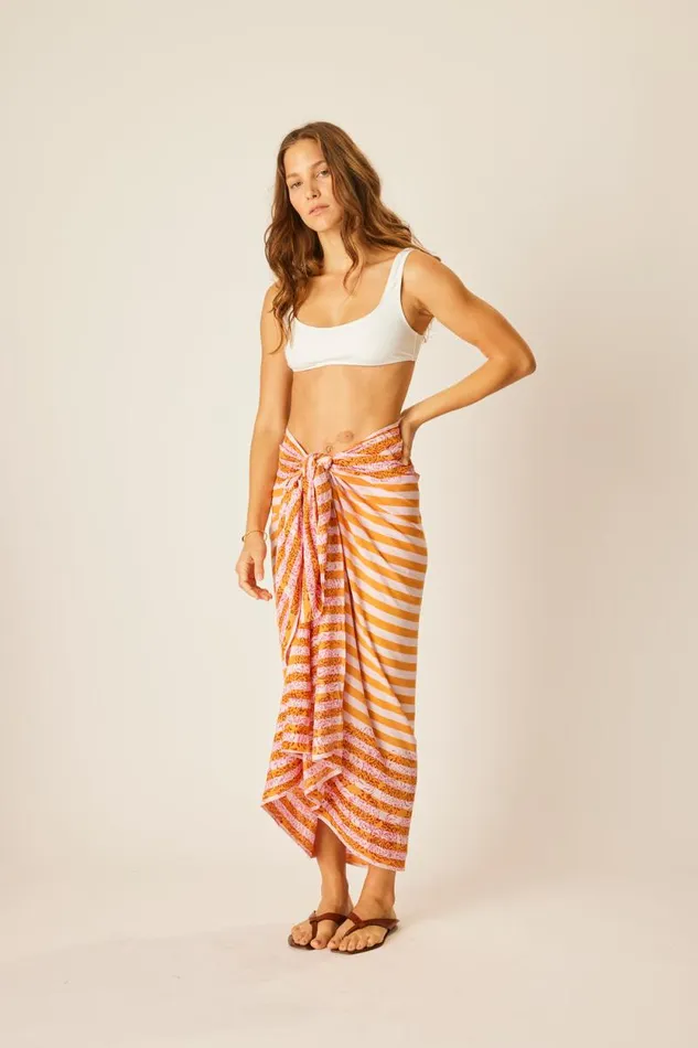Bottoms Shop Natalie Martin SARONG Batik Chrysanthemum Orange