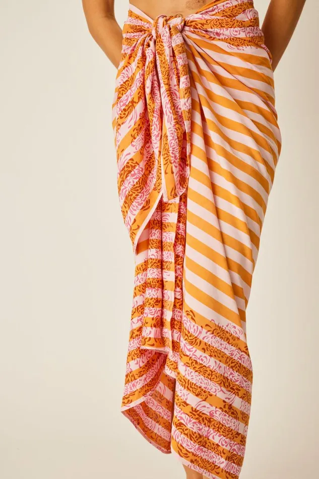 Bottoms Shop Natalie Martin SARONG Batik Chrysanthemum Orange