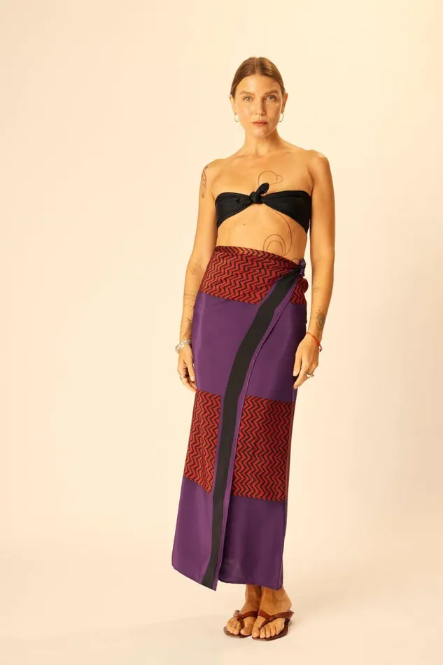 Bottoms Shop Natalie Martin SARONGSCARF Block Zigzag Aubergine