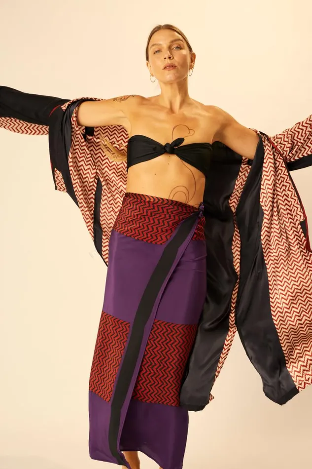 Bottoms Shop Natalie Martin SARONGSCARF Block Zigzag Aubergine