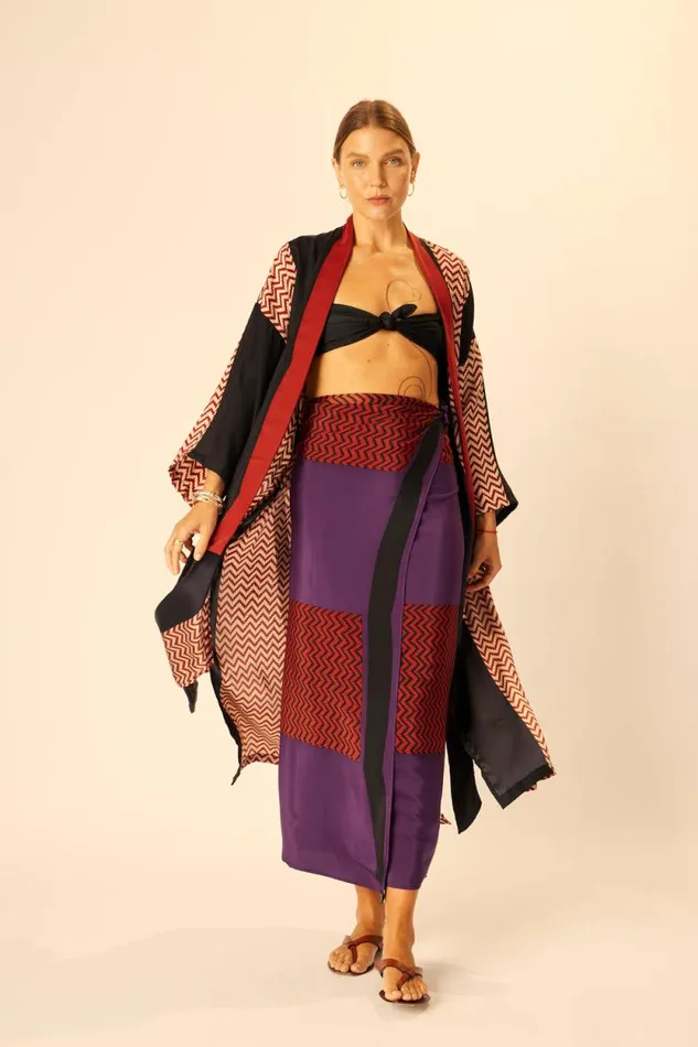 Bottoms Shop Natalie Martin SARONGSCARF Block Zigzag Aubergine