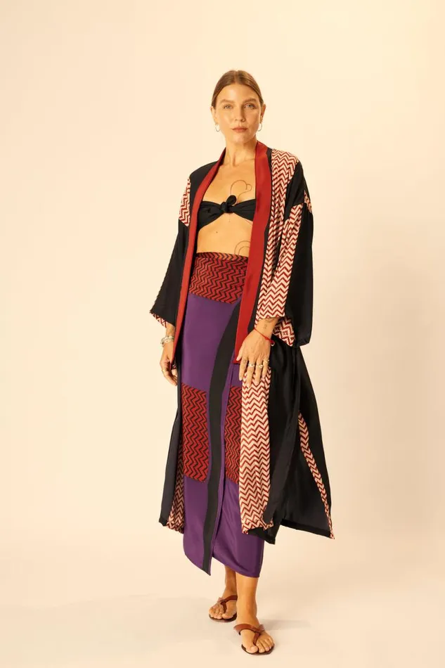 Bottoms Shop Natalie Martin SARONGSCARF Block Zigzag Aubergine