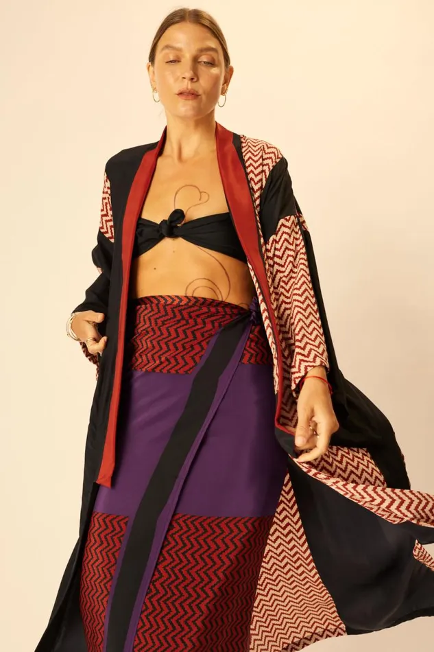 Bottoms Shop Natalie Martin SARONGSCARF Block Zigzag Aubergine