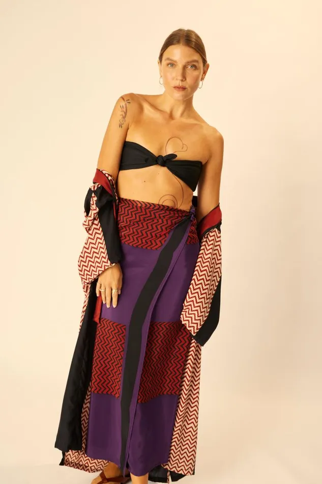 Bottoms Shop Natalie Martin SARONGSCARF Block Zigzag Aubergine