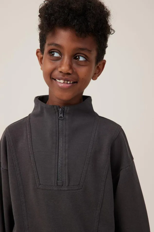 Boys 214 Sweatshirts and Sweatpants Cotton On Connor Spliced Zip Crew Phantom