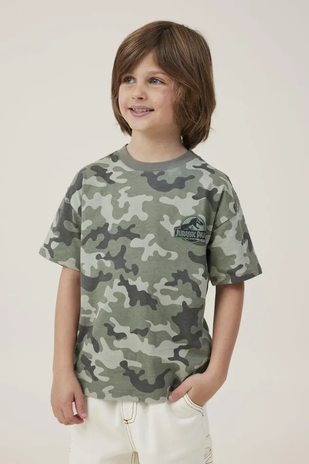 Boys 214 Tops and TShirts Cotton On License Drop Shoulder Short Sleeve Tee Lcn Uni Camojurassic Park