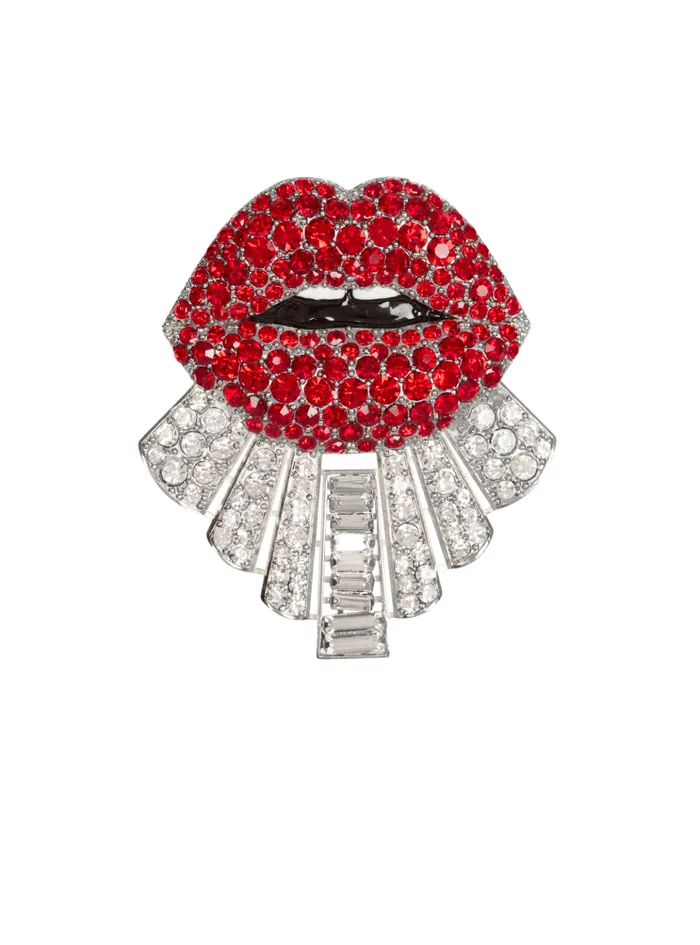 Brass And Crystal Kiss Brooch Red Men Balmain Fashion Jewelry