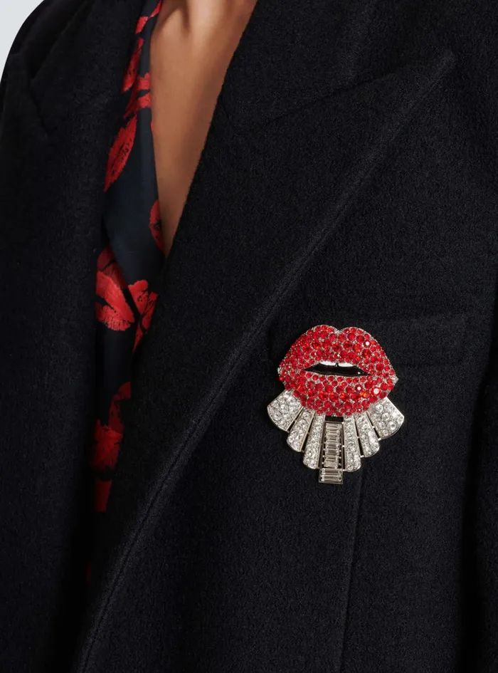 Brass And Crystal Kiss Brooch Red Men Balmain Fashion Jewelry