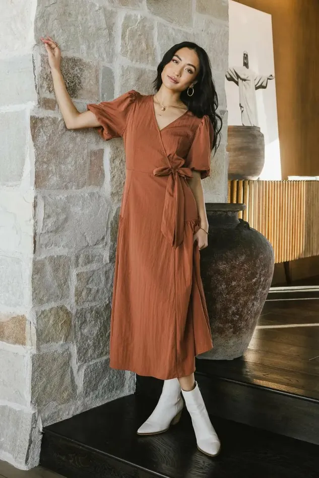 Brielle Midi Dress In Rust Rust Women Bohme Dresses
