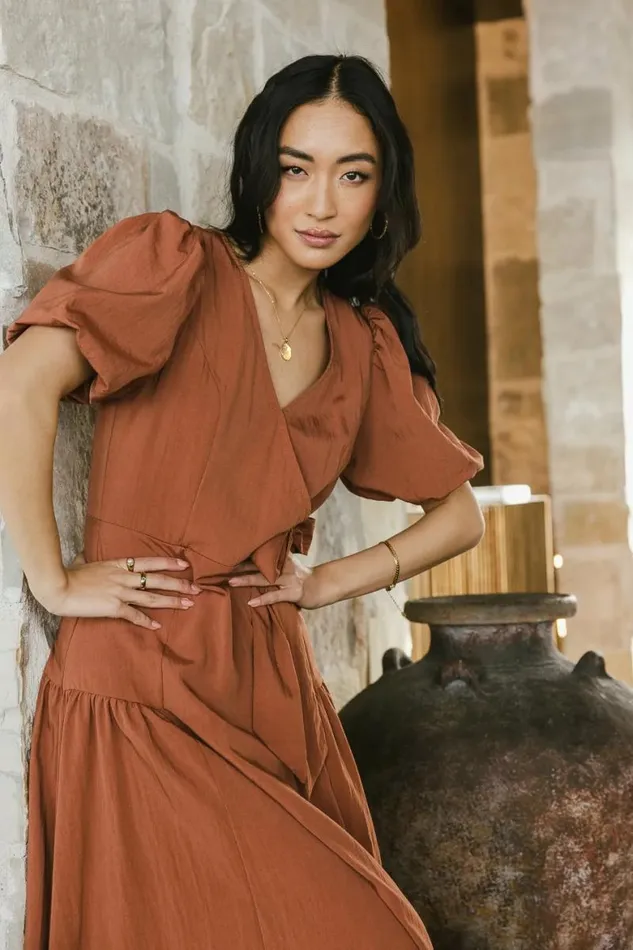 Brielle Midi Dress In Rust Rust Women Bohme Dresses