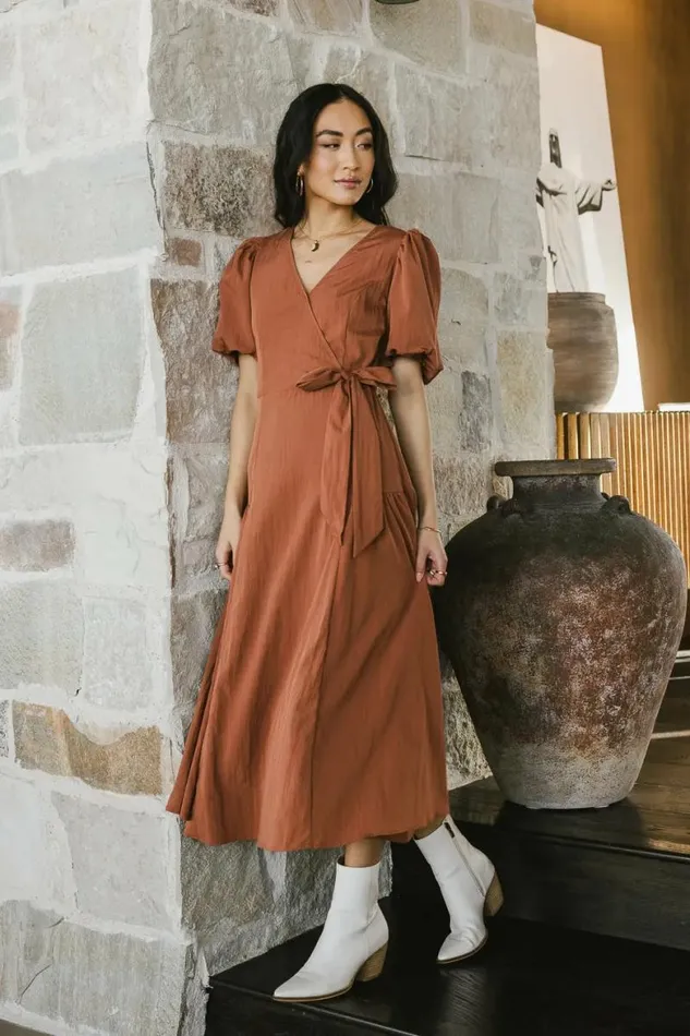 Brielle Midi Dress In Rust Rust Women Bohme Dresses