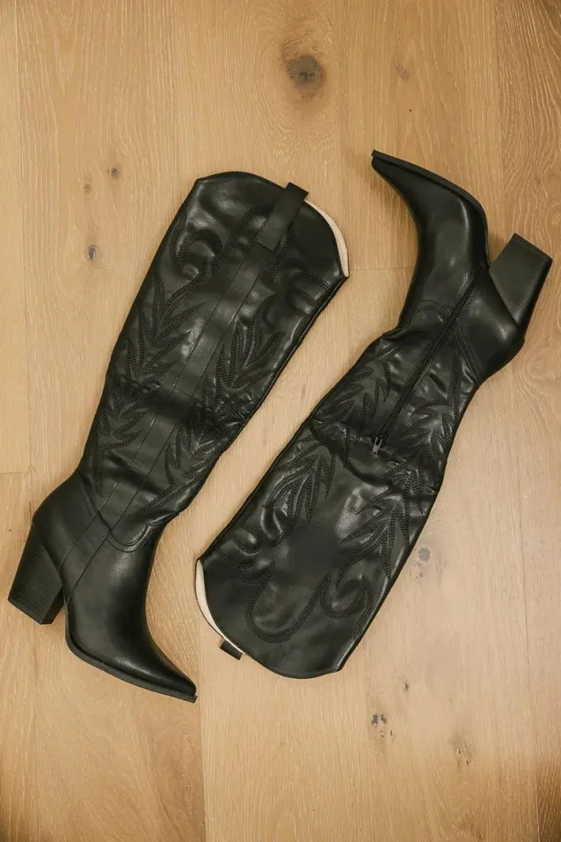 Bronco Knee High Cowgirl Boots Black Women Bohme Shoes